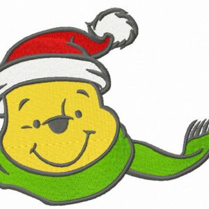 Pooh's knitted green scarf embroidery design