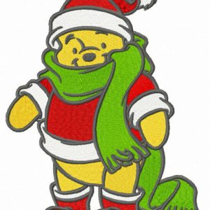 Pooh in Santa Claus costume embroidery design