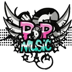 Pop music embroidery design
