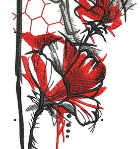 Poppies and honeycombs embroidery design