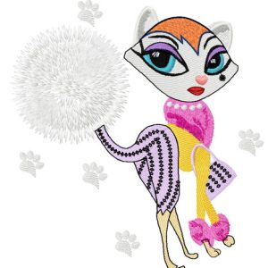 Posh kitty embroidery design