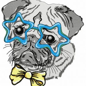 Posh pug-dog 2 embroidery design