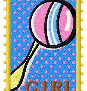 Postage stamp girl 2 embroidery design