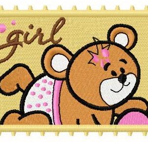 Postage stamp Girl embroidery design