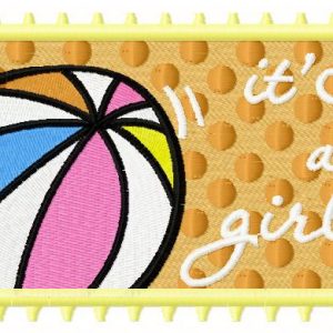 Postage stamp It's a girl embroidery design