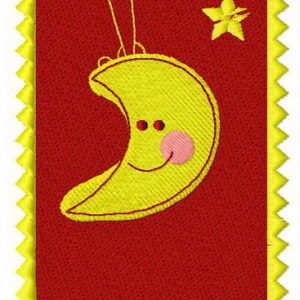 Postage stamp moon and star embroidery design