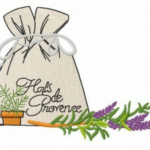Pouch with provencal herbs embroidery design