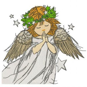 Praying angel embroidery design