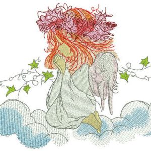 Praying angel embroidery design