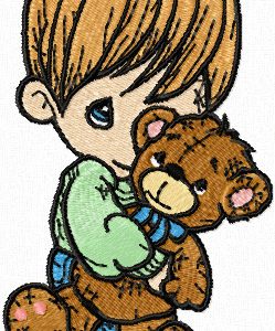 Boy with Bear embroidery design