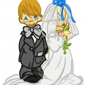 Precious Moments newlyweds embroidery design