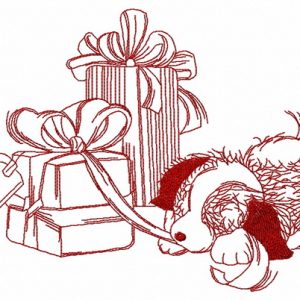 Presents for puppy 2 embroidery design