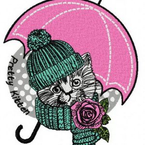 Pretty kitten embroidery design