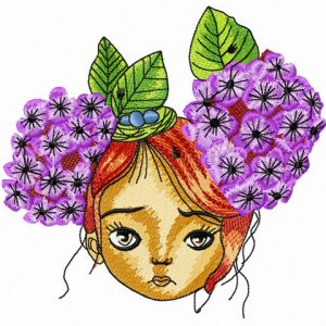 Pretty red-haired teen embroidery design