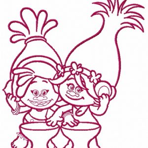 Princess Poppy and DJ Suki 2 embroidery design