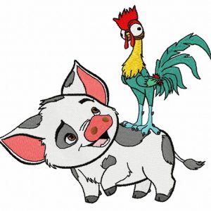 Pua and Heihei embroidery design