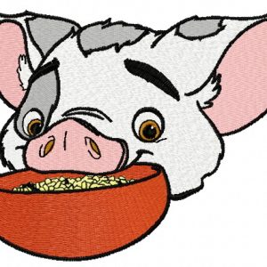 Pua with bowl 3 embroidery design