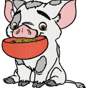 Pua with bowl embroidery design