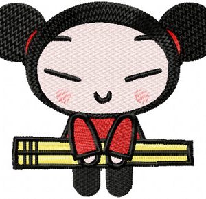 Pucca Likes Sushi embroidery design