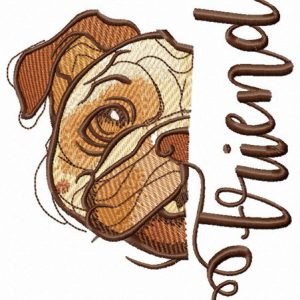 Pug-dog Friend embroidery design