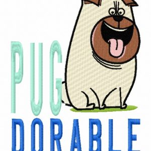 Pug dorable embroidery design