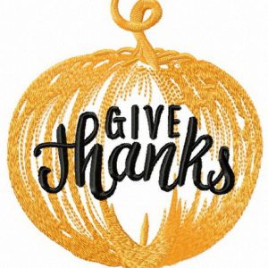 Pumpkin Give thanks embroidery design