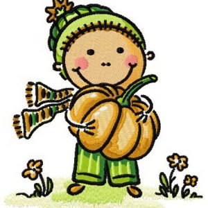 Pumpkin harvest embroidery design
