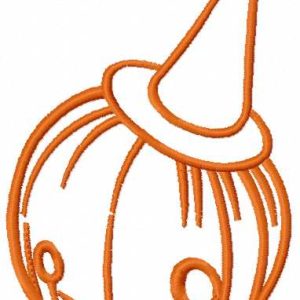 Pumpkin in hat embroidery design