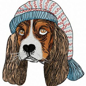 Puppy in nightcap embroidery design