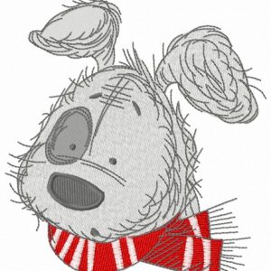 Puppy in red scarf embroidery design