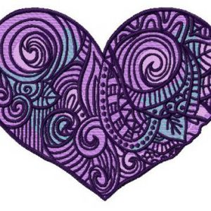 Purple heart embroidery design
