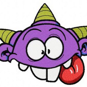 Purple horny monster embroidery design