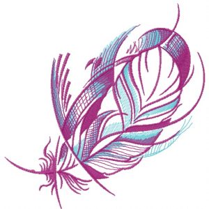 Purple pigeon feather embroidery design