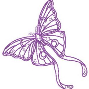 Purple stars and moons butterfly embroidery design