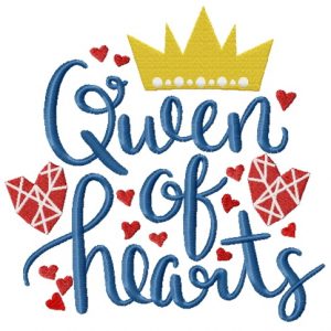 Queen of hearts embroidery design