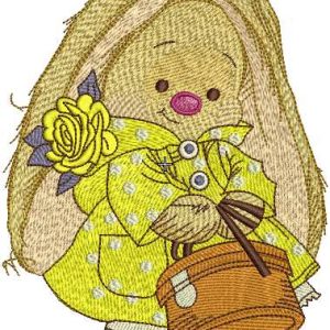 Rabbit with bag embroidery design