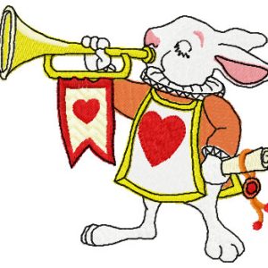 Rabbit trumpeter embroidery design