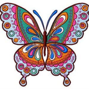 Rainbow butterfly embroidery design