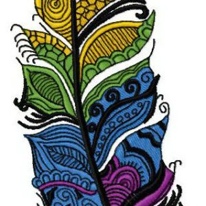 Rainbow feather embroidery design