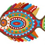 Rainbow fish embroidery design