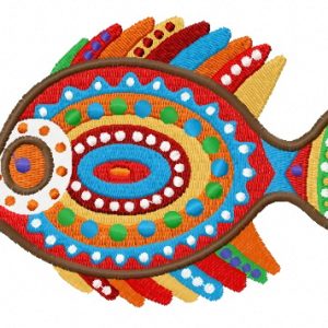 Rainbow fish embroidery design