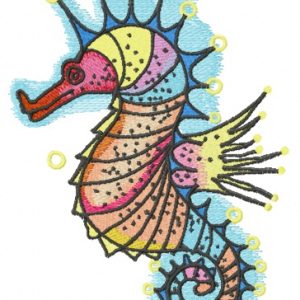 Rainbow sea horse embroidery design