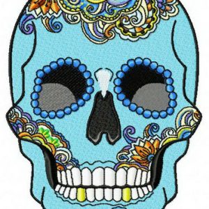 Rainbow skull embroidery design