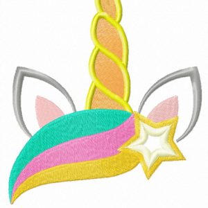 Rainbow star unicorn embroidery design