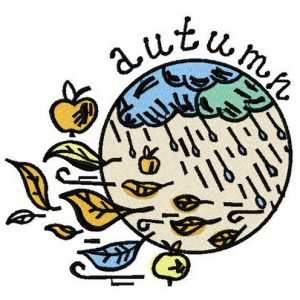 Rainy autumn embroidery design