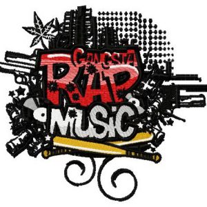 Rap music embroidery design