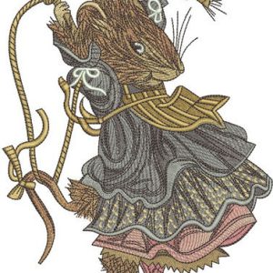 Rat jumping rope embroidery design