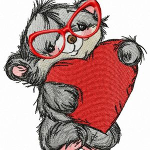 Reading Valentine card embroidery design