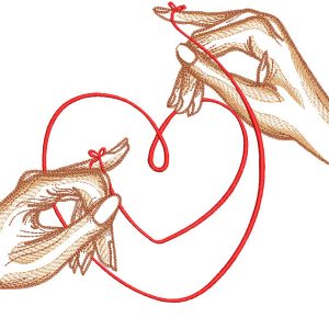 Red string of fate embroidery design