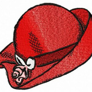 Red elegant hat embroidery design